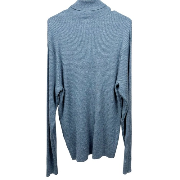Peter Millar Gray Extra Fine Merino Wool Ribbed Long Sleeve Turtleneck Sweater - Picture 3 of 10
